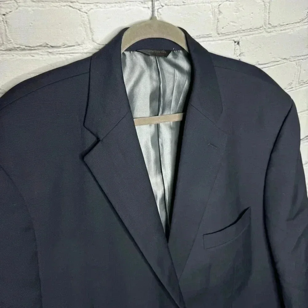 Montefino Uomo Super 120’s Cloth Men’s Navy Charles  100% Merino Wool Blazer 48R